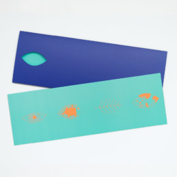 Zaniah, Carte et pochette avec découpe, illustration, pantone orange fluo